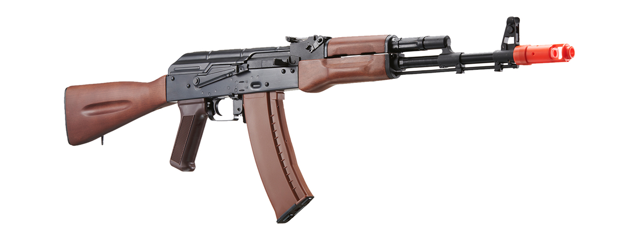 E&L Airsoft New Essential Version AK-74N Airsoft AEG Rifle w/ Real Wood Furniture (Color: Black) - Click Image to Close