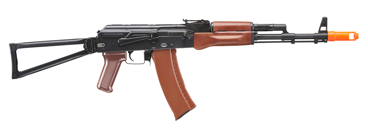 E&L Airsoft New Essential Version AKS-74N Airsoft AEG Rifle w/ Wood Handguard (Color: Black) - Click Image to Close