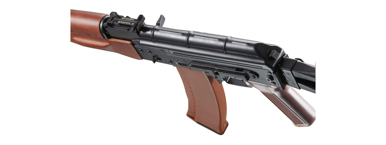 E&L Airsoft New Essential Version AKS-74N Airsoft AEG Rifle w/ Wood Handguard (Color: Black) - Click Image to Close