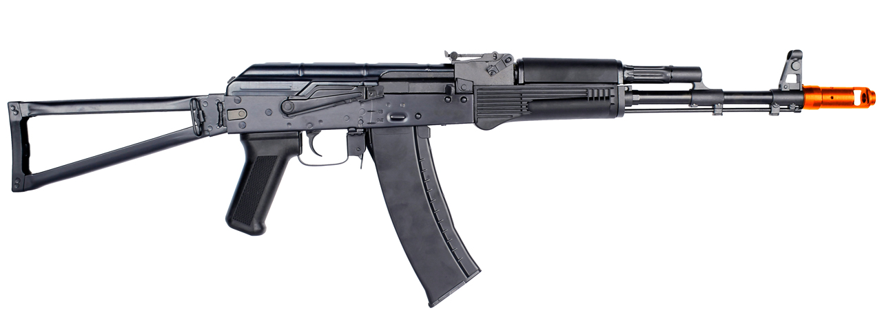 E&L AKS74MN Essential Line Stamped Steel Airsoft AEG w/ Skeleton Stock (Color: Black) - Click Image to Close