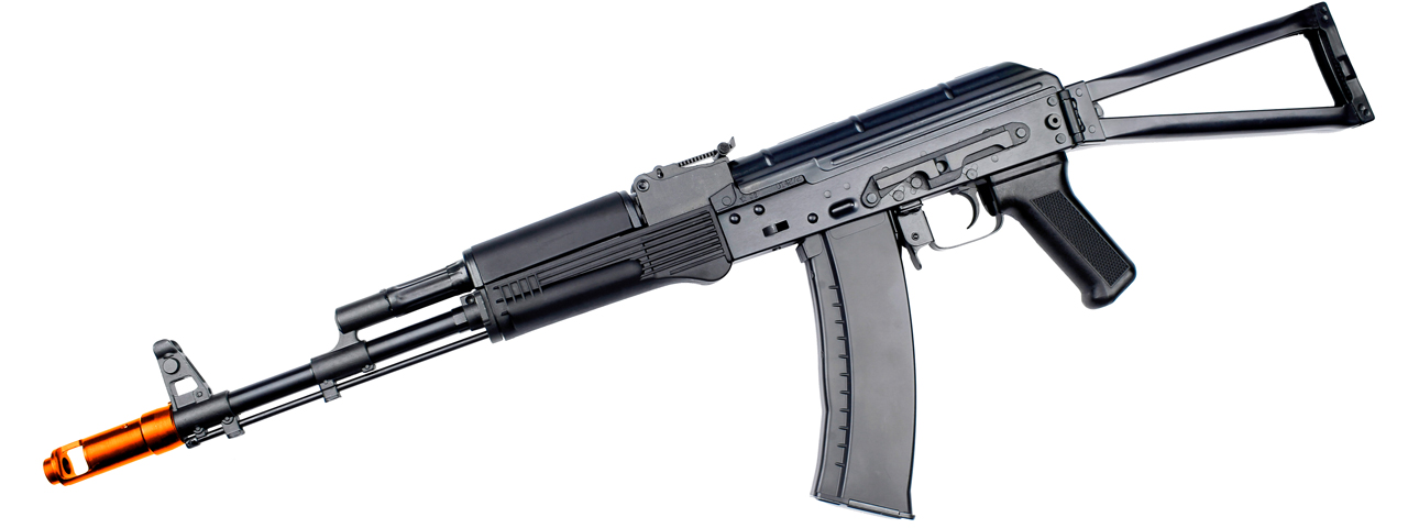 E&L AKS74MN Essential Line Stamped Steel Airsoft AEG w/ Skeleton Stock (Color: Black) - Click Image to Close