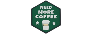 Hexagon PVC Patch "Need More Coffee"