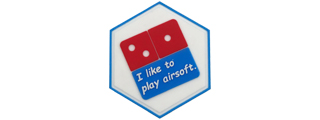 Hexagon PVC Patch I like to play airsoft Pizza