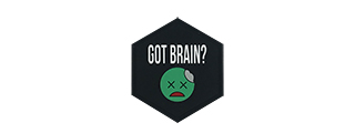 Hexagon PVC Patch "Got Brain?" All Cap