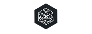 Hexagon PVC Patch D&D 20 Sided Die