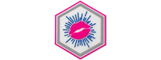 Hexagon PVC Patch Pink Kiss Lips