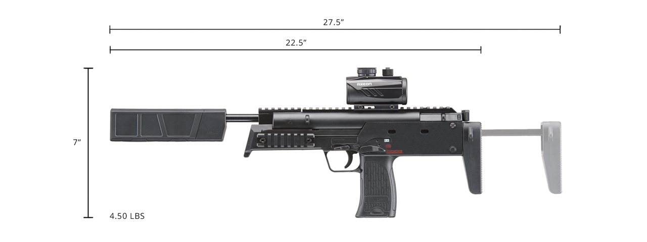 Umarex H&K MP7 Break Barrel .177 Caliber Pellet Gun (Color: Black) - Click Image to Close
