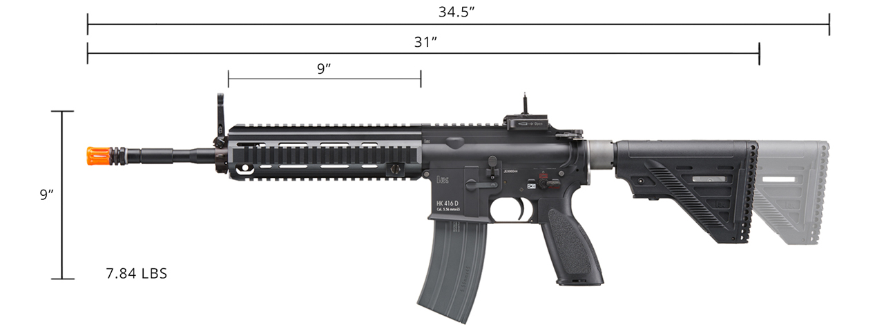 Elite Force H&K 416 A4 Carbine Gas Blowback Airsoft Rifle (Color: Black) - Click Image to Close