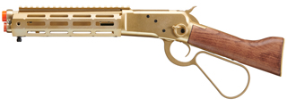 Atlas Custom Works M1873 "Mares Leg" Lever Action Airsoft Green Gas Rifle w/ M-LOK Rail (Color: Gold)