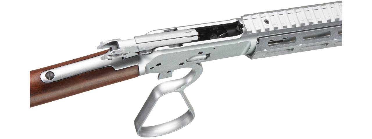 Atlas Custom Works M1873 "Mares Leg" Lever Action Airsoft Green Gas Rifle w/ M-LOK Rail (Color: Silver)