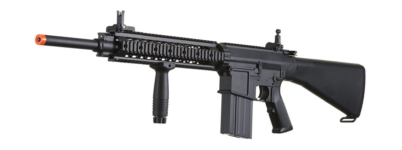 Atlas Custom Works Full Metal SR-25 Airsoft AEG Rifle with Stubby Stock (Color: Black) - Click Image to Close