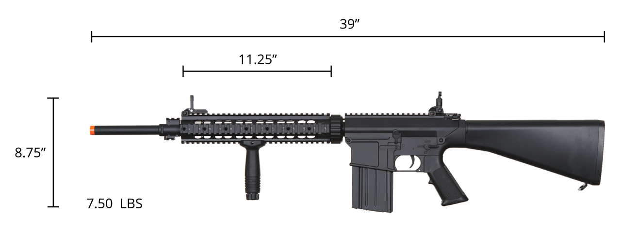 Atlas Custom Works Full Metal SR-25 Airsoft AEG Rifle with Stubby Stock (Color: Black)