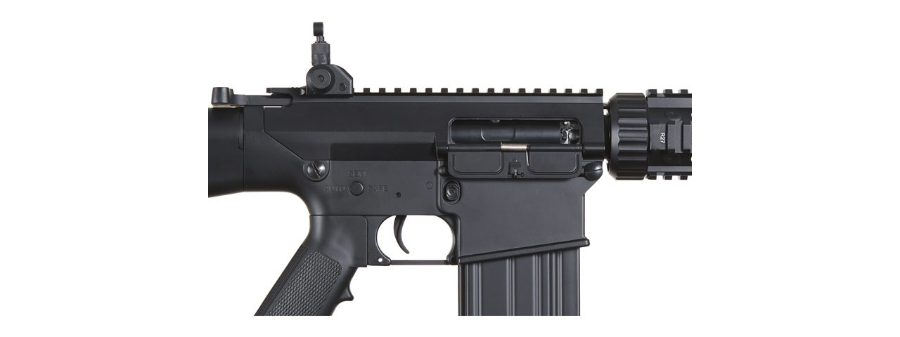 Atlas Custom Works Full Metal SR-25 Airsoft AEG Rifle with Stubby Stock (Color: Black) - Click Image to Close