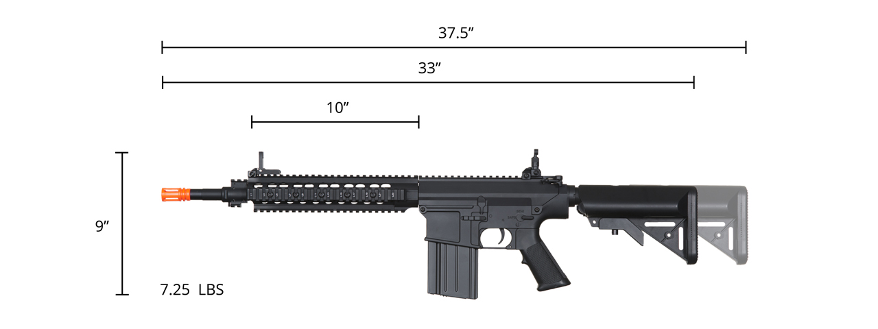 Atlas Custom Works Full Size SR25-K Precision Airsoft AEG Rifle (Color: Black)