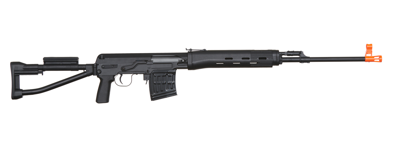 Atlas Custom Works Airsoft SVD S Bolt Action Rifle w/ Folding Stock - BLACK - Click Image to Close