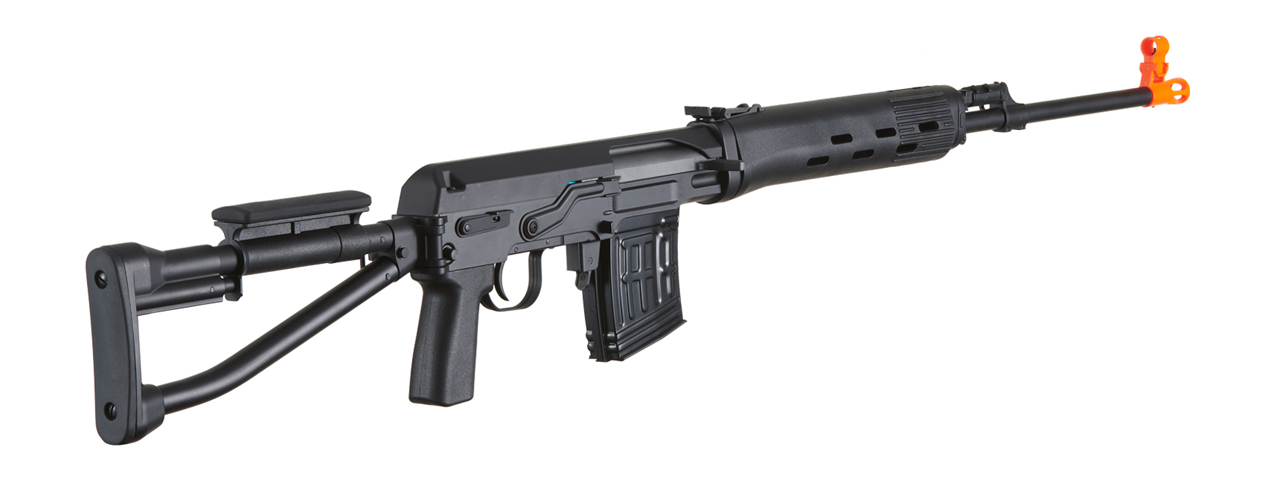 Atlas Custom Works Airsoft SVD S Bolt Action Rifle w/ Folding Stock - BLACK - Click Image to Close