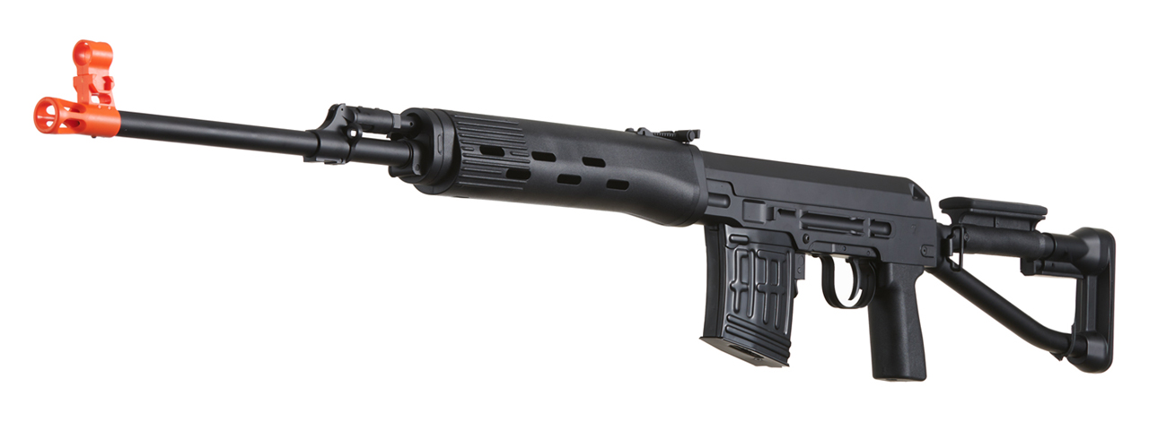 Atlas Custom Works Airsoft SVD S Bolt Action Rifle w/ Folding Stock - BLACK - Click Image to Close