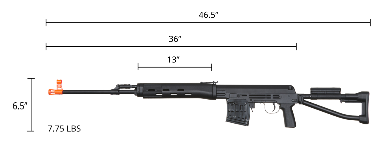 Atlas Custom Works Airsoft SVD S Bolt Action Rifle w/ Folding Stock - BLACK