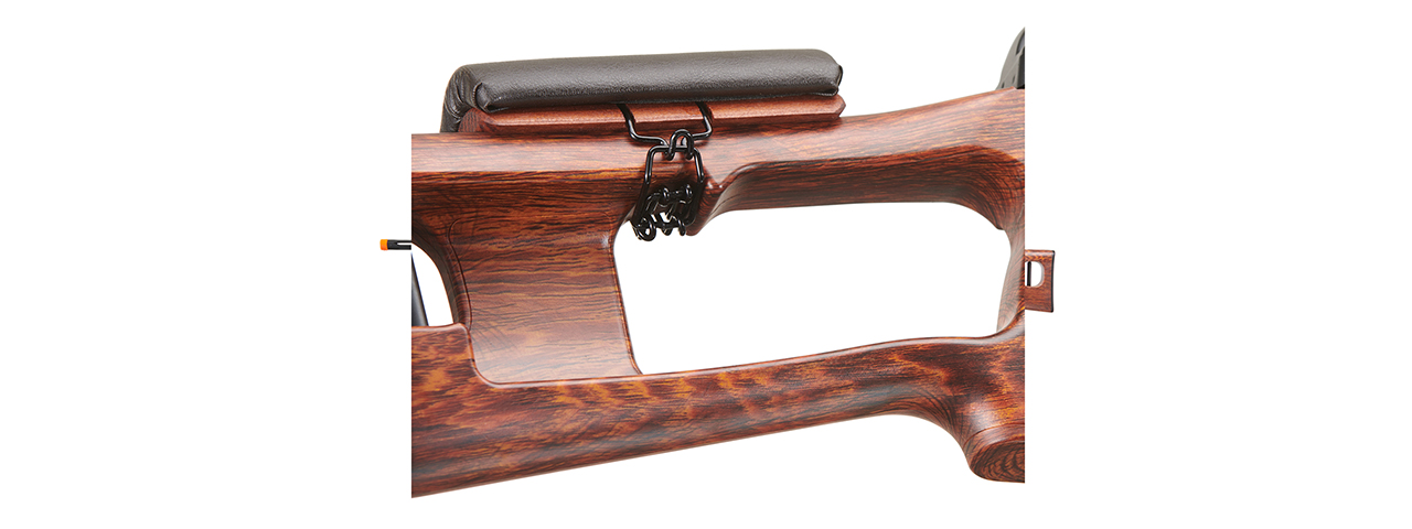 Atlas Custom Works Full Metal SVD Spring Rifle with Removable Cheek Rest (Color: Black & Faux Wood) - Click Image to Close