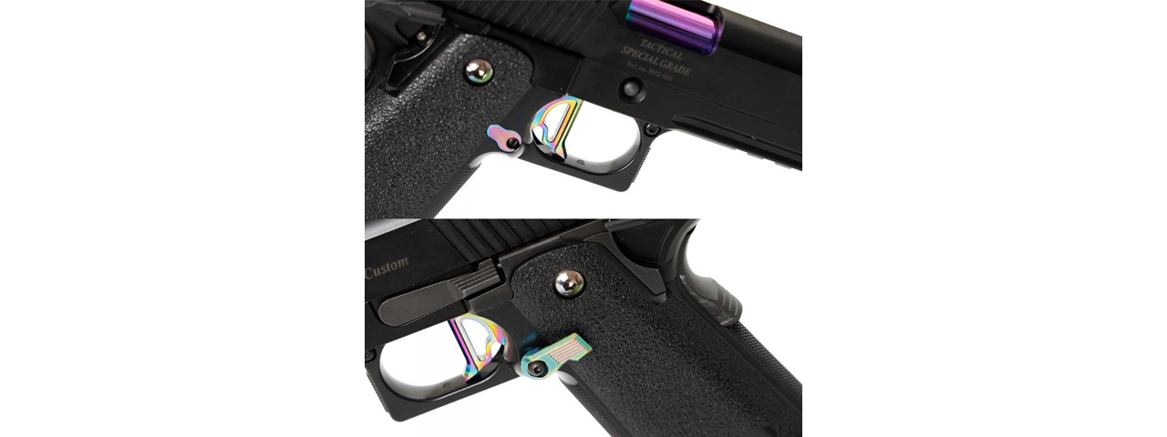 Laylax Nine Ball Tokyo Marui Hi-Capa Custom Magazine Catch (Color: Heat Gradation) - Click Image to Close