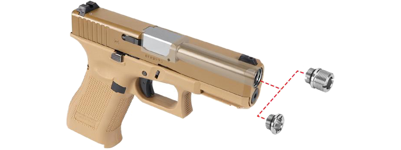 Laylax 2 Way Fixed Non-Recoiling Outer Barrel for Umarex Glock 19X Gen 5 (Color: Silver) - Click Image to Close