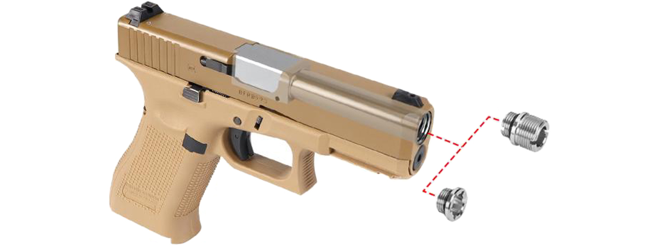 Laylax 2 Way Fixed Non-Recoiling Outer Barrel for Umarex Glock 19X Gen 5 (Color: Silver)