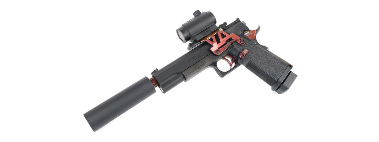 Laylax Zanshin Omega Round Trigger for Hi-Capa Gas Blowback Airsoft Pistols (Color: Kurenai Red)