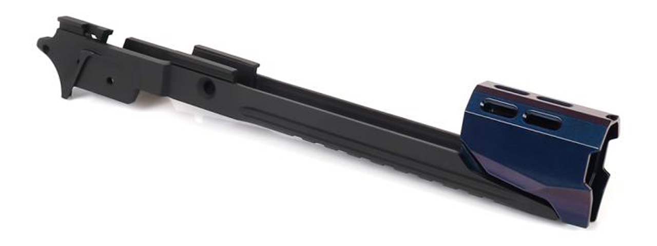 Laylax Zanshin Custom Lower "Edge" Frame & Compensator Set for Hi-Capa 5.1 GBB Airsoft Pistols (Color: Murasaki Purple) - Click Image to Close