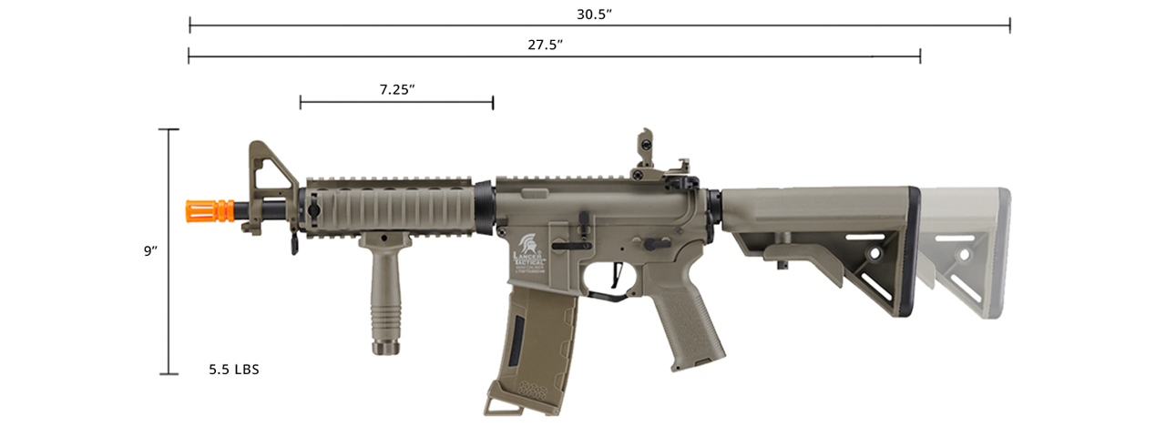 Lancer Tactical Gen 3 MK18 MOD 0 Field M4 Airsoft AEG Rifle (Color: Tan) - Click Image to Close