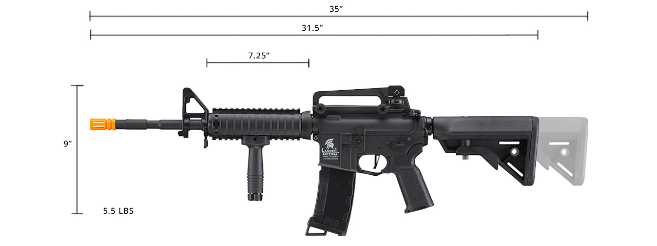 Lancer Tactical Gen 3 M4 SopMod Airsoft AEG Rifle (Color: Black)