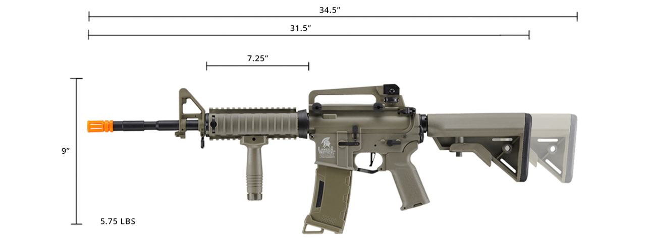 Lancer Tactical Gen 3 M4 SopMod Airsoft AEG Rifle (Color: Dark Earth) - Click Image to Close