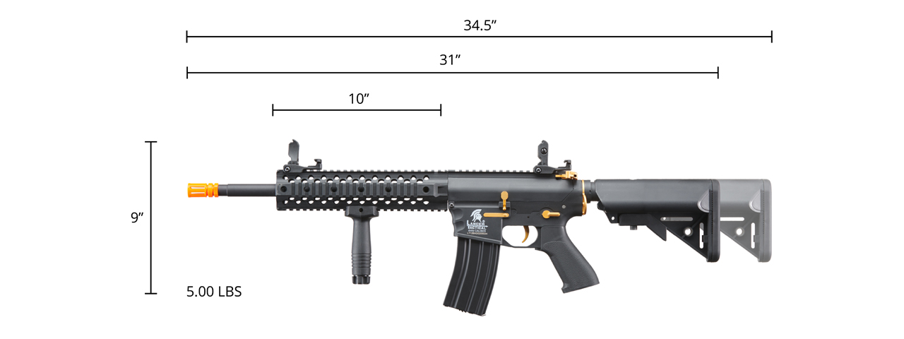 Lancer Tactical Gen 2 M4 Evo Airsoft AEG Rifle (Color: Black & Gold) - Click Image to Close