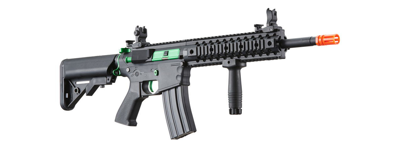 Lancer Tactical Gen 2 M4 Evo Airsoft AEG Rifle (Color: Black / Green) - Click Image to Close