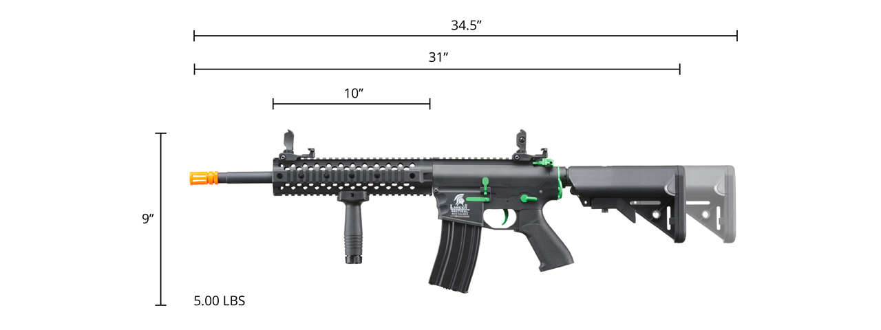 Lancer Tactical Gen 2 M4 Evo Airsoft AEG Rifle (Color: Black / Green) - Click Image to Close