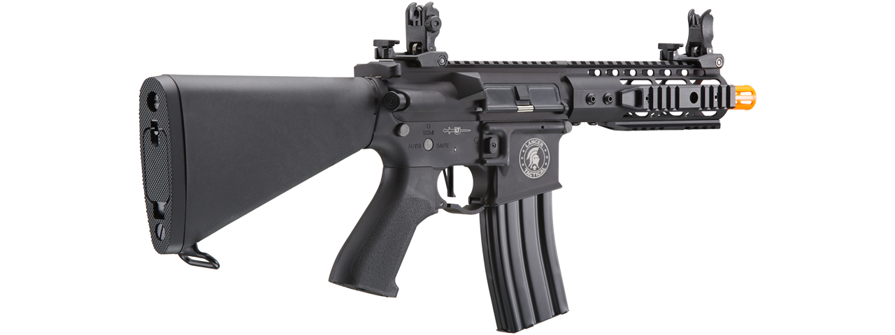 Lancer Tactical Proline 7" KeyMod Airsoft AEG Rifle w/ Stubby Stock (Color: Black) - Click Image to Close