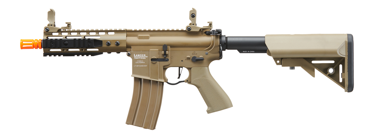 Lancer Tactical Proline 7" KeyMod Railed Airsoft AEG Rifle with Picatinny Rail Segments (Color: Tan)