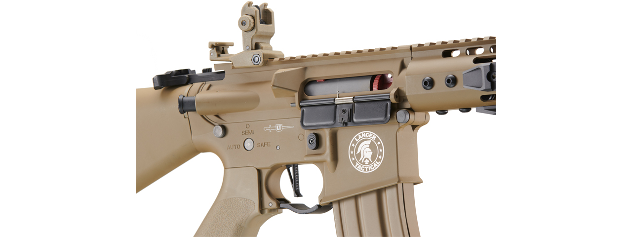 Lancer Tactical Proline 7" KeyMod Airsoft AEG Rifle w/ Stubby Stock (Color: Tan) - Click Image to Close