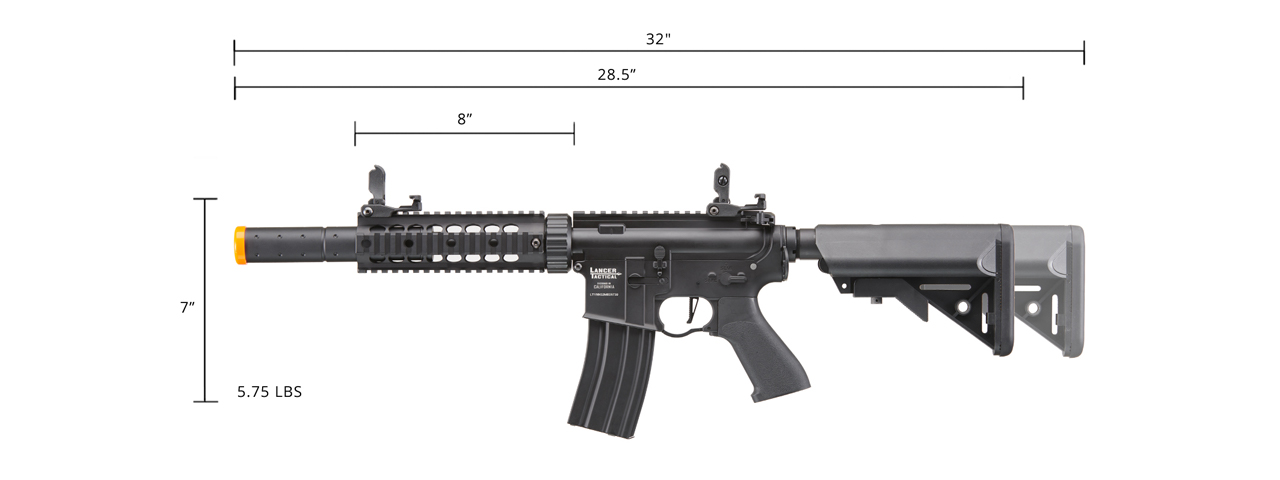 Lancer Tactical Proline Gen 2 M4 SD Carbine Airsoft AEG Rifle with Mock Suppressor (Color: Black) - Click Image to Close