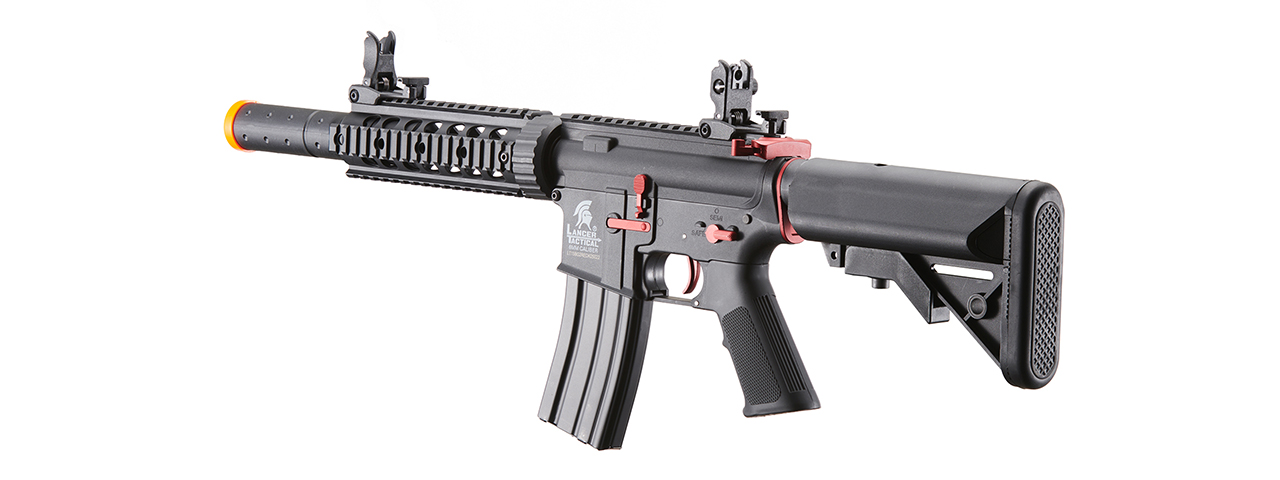 Lancer Tactical Gen 2 M4 SD Carbine Airsoft AEG Rifle with Red Accents (Color: Black) - Click Image to Close