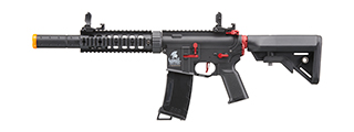 Lancer Tactical Gen 3 M4 Carbine SD AEG Airsoft Rifle with Mock Suppressor (Color: Black with Red Accents)