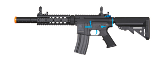 Lancer Tactical Gen 2 M4 SD Carbine Airsoft AEG Rifle with Mock Suppressor (Color: Black / Blue)