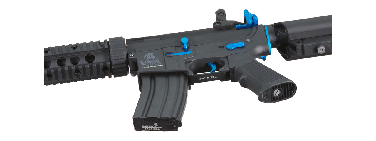 Lancer Tactical Gen 2 M4 SD Carbine Airsoft AEG Rifle with Mock Suppressor (Color: Black / Blue)