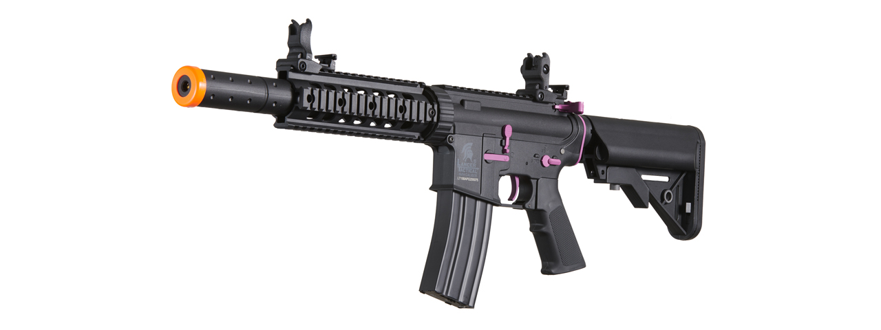 Lancer Tactical Gen 2 M4 SD Carbine Airsoft AEG Rifle with Mock Suppressor (Color: Black / Purple)