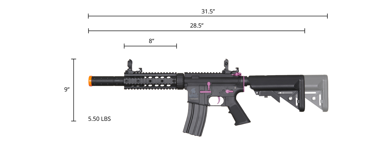Lancer Tactical Gen 2 M4 SD Carbine Airsoft AEG Rifle with Mock Suppressor (Color: Black / Purple)