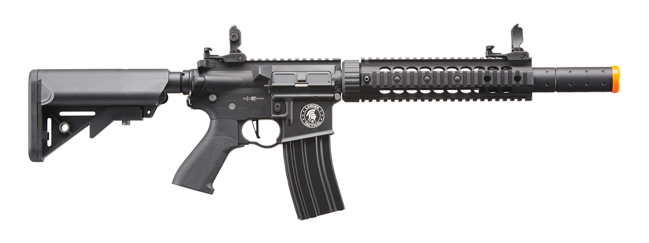Lancer Tactical Proline Gen 2 10" M4 Carbine Airsoft AEG Rifle with Mock Suppressor (Color: Black) - Click Image to Close