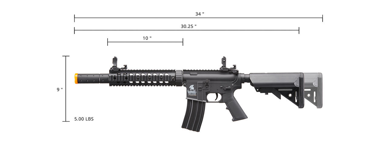 Lancer Tactical Gen 2 10" M4 SD Carbine Airsoft AEG Rifle with Mock Suppressor (Color: Black) - Click Image to Close