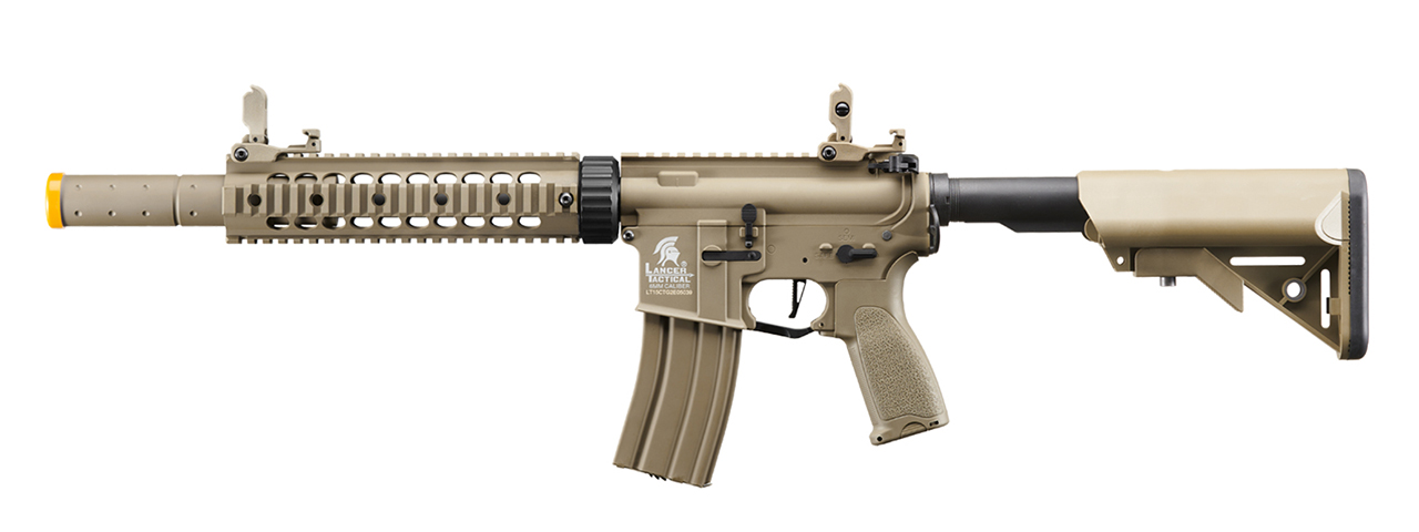 Lancer Tactical LT-15CT-G2-E Nylon Polymer Hybrid M4 Gen2 SD AEG with Mock Suppressor (Tan)