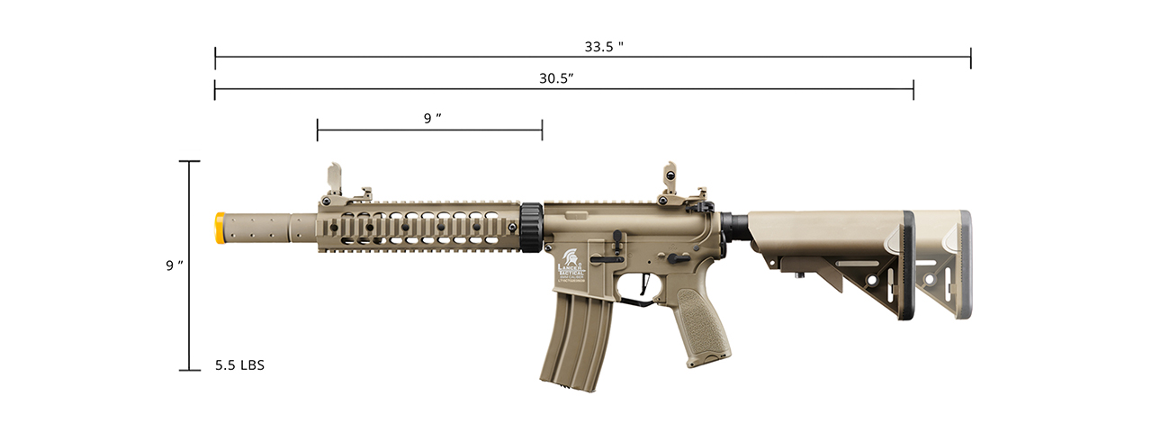 Lancer Tactical LT-15CT-G2-E Nylon Polymer Hybrid M4 Gen2 SD AEG with Mock Suppressor (Tan)