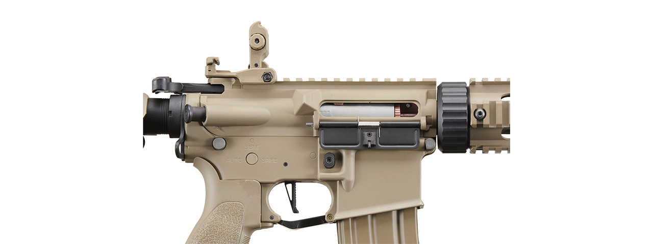 Lancer Tactical LT-15CT-G2-E Nylon Polymer Hybrid M4 Gen2 SD AEG with Mock Suppressor (Tan) - Click Image to Close