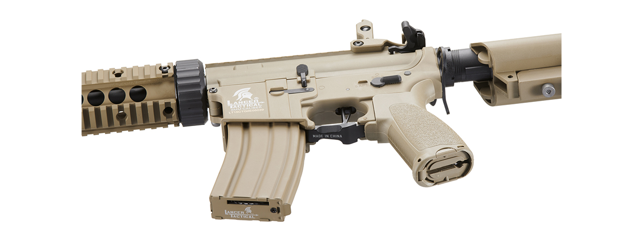 Lancer Tactical LT-15CT-G2-E Nylon Polymer Hybrid M4 Gen2 SD AEG with Mock Suppressor (Tan) - Click Image to Close